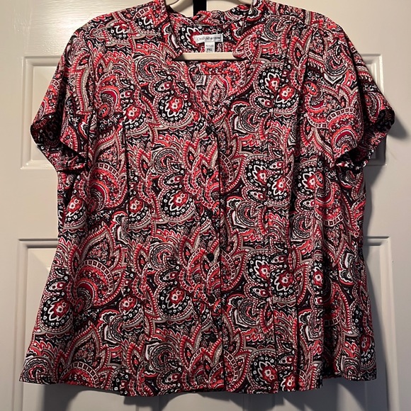 Petite XL Croft & Barrow short sleeve button down blouse - Picture 1 of 3
